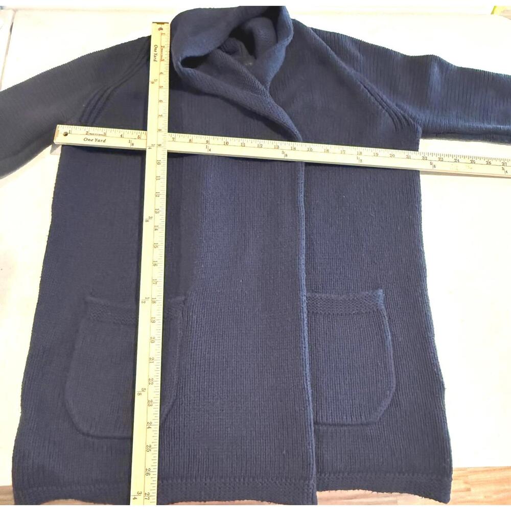 J Crew Navy Blue Long Open Knit Shawl Collar Draped Cardigan Size Small NWT